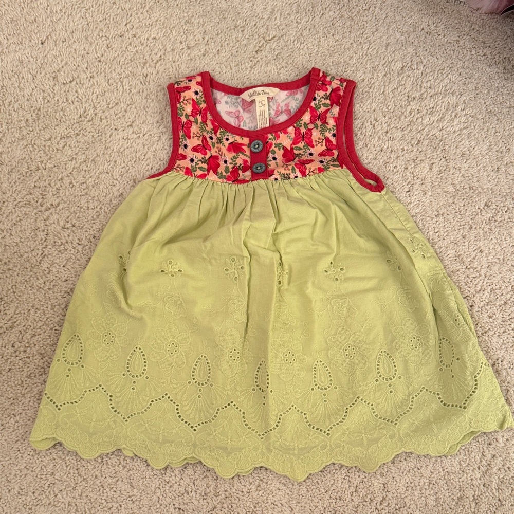 Matilda Jane girl butterfly Red and Green tunic tank top